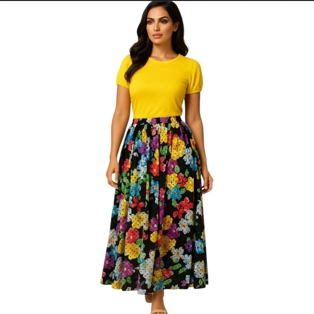 Magic Multicolor Floral A-Line Skirt